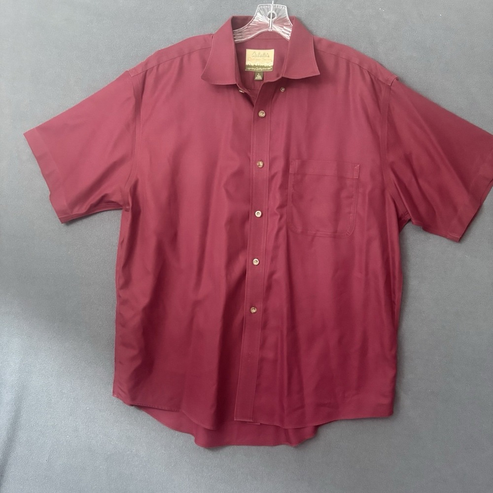 Cabela's Outfitter Series Button Down Shirt Maroon Men's L Large Reg 904551